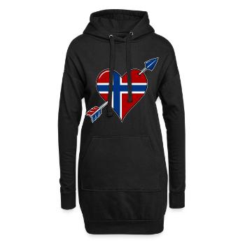 Drapeau de la Norvège coeur amoureux - Sweat-shirt à capuche long Femme - noir - Devant