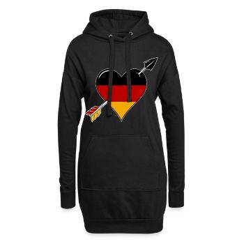 Allemagne drapeau coeur amoureux - Sweat-shirt à capuche long Femme - noir - Devant