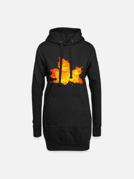 Polygonales Herbst Ahorn Baum Blatt Poly Kunst - Hoodie-Kleid - Schwarz