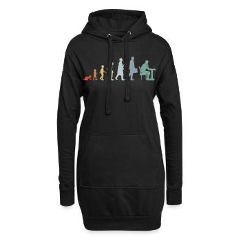 Vintage Schach Evolution - Hoodie-Kleid - Schwarz - Vorne