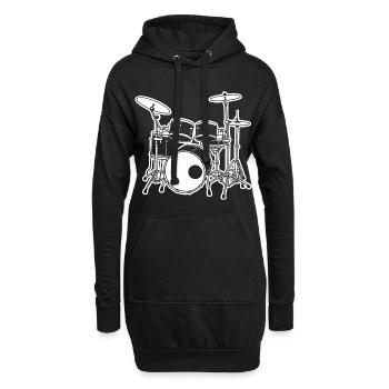 Schlagzeug Skizze - Hoodie-Kleid - Schwarz - Vorne