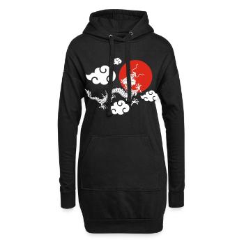 L'envol du dragon blanc - Sweat-shirt à capuche long Femme - noir - Devant