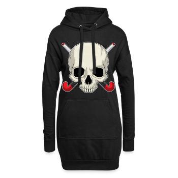 Croûte de hockey sur gazon en forme de crâne - Sweat-shirt à capuche long Femme - noir - Devant