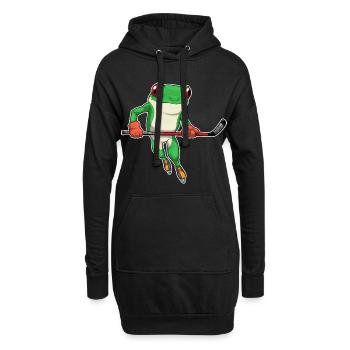 Frosch Eishockey Eishockeyschläger - Hoodie-Kleid - Schwarz - Vorne
