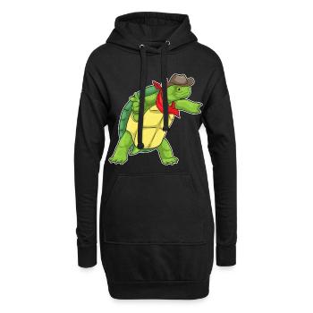 Tortue Cowboy Chapeau de Cowboy - Sweat-shirt à capuche long Femme - noir - Devant