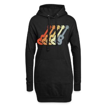 Vintage Ukulele Zeichnung - Hoodie-Kleid - Schwarz - Vorne
