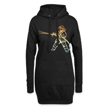 Croquis de pompier vintage - Sweat-shirt à capuche long Femme - noir - Devant