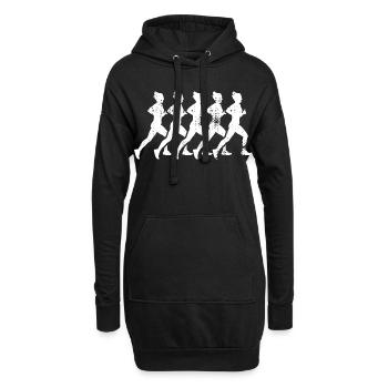 Laufende Mädchen - Hoodie-Kleid - Schwarz - Vorne