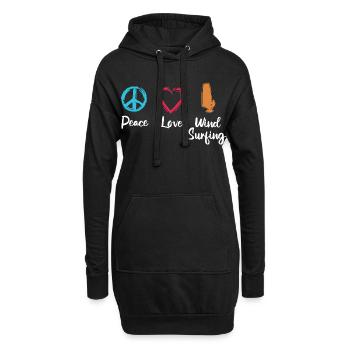 Frieden Liebe Windsurfen - Hoodie-Kleid - Schwarz - Vorne