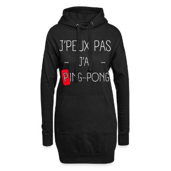 J'peux pas j'ai Ping-pong - Sweat-shirt à capuche long Femme - noir - Devant