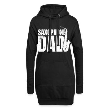 Père saxophoniste - Sweat-shirt à capuche long Femme - noir - Devant