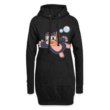 Maulwurf Taucher Schnorchel Tauchen - Hoodie-Kleid - Schwarz - Vorne