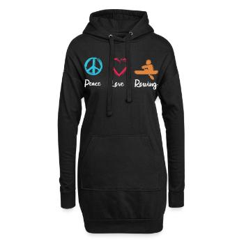 Frieden Liebe Rudern - Hoodie-Kleid - Schwarz - Vorne