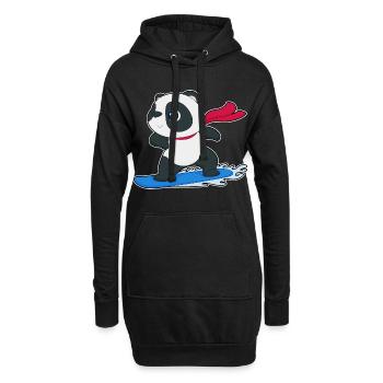 Panda Snowboarder Snowboard - Sweat-shirt à capuche long Femme - noir - Devant