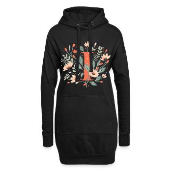 I typography floral - Hoodie-Kleid - Schwarz - Vorne