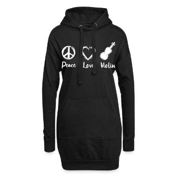 Paix Amour Violon - Sweat-shirt à capuche long Femme - noir - Devant