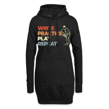 Write Practice Play Repeat - Hoodie-Kleid - Schwarz - Vorne