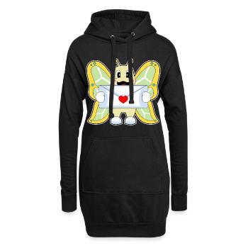 Schmetterling Liebesbrief - Hoodie-Kleid - Schwarz - Vorne