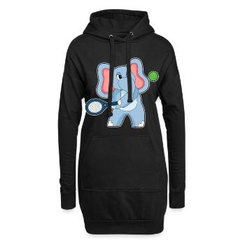 Raquette de tennis éléphant - Sweat-shirt à capuche long Femme - noir - Devant