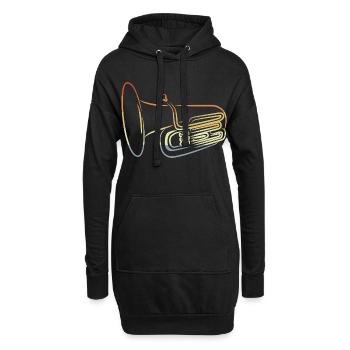 Vintage Tuba Zeichnung - Hoodie-Kleid - Schwarz - Vorne