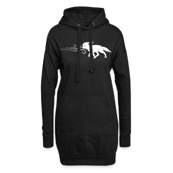 Der weiße Fuchs und der Wind - Hoodie-Kleid - Schwarz - Vorne