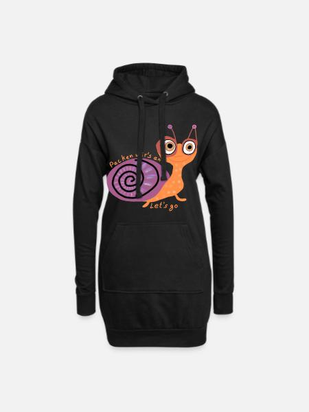 Schnecke mit Spruch - Hoodie-Kleid - Schwarz