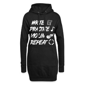 Pratique de l’écriture, répétition du violon - Sweat-shirt à capuche long Femme - noir - Devant