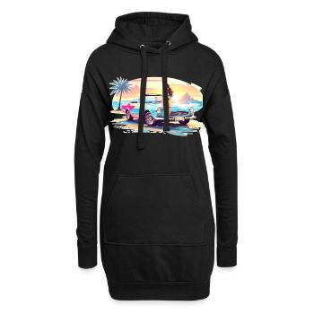 Fille avec voiture de sport 2 - Sweat-shirt à capuche long Femme - noir - Devant