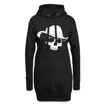 Crâne de cowboy - Sweat-shirt à capuche long Femme - noir - Devant