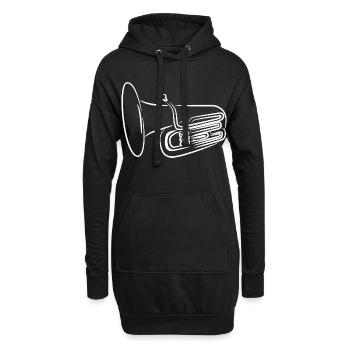 Croquis de tuba - Sweat-shirt à capuche long Femme - noir - Devant