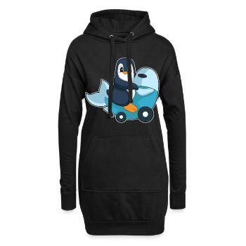 Pinguin Motorroller - Hoodie-Kleid - Schwarz - Vorne