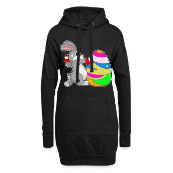 Hase Ostern Boxen - Hoodie-Kleid - Schwarz - Vorne