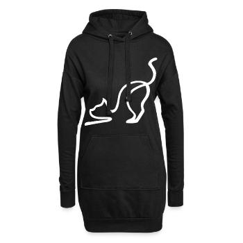 Esquisse du chat blanc - Sweat-shirt à capuche long Femme - noir - Devant