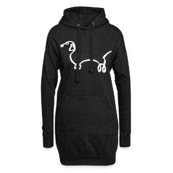 Skizze des weißen Hundes - Hoodie-Kleid - Schwarz - Vorne