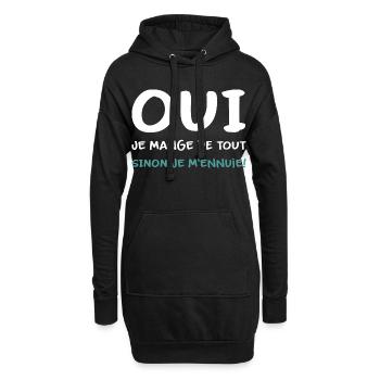 Je mange de tout sinon je m'ennuie Humour - Sweat-shirt à capuche long Femme - noir - Devant
