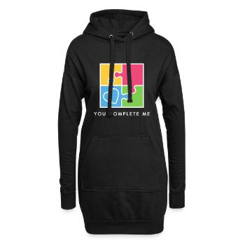 Tu me complètes, le véritable amour, la Saint-Valentin - Sweat-shirt à capuche long Femme - noir - Devant