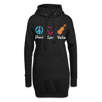 Paix Amour Violon - Sweat-shirt à capuche long Femme - noir - Devant