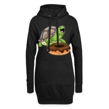 Beignet Tortue - Sweat-shirt à capuche long Femme - noir - Devant