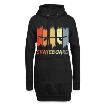 Skateboard Retro Look - Hoodie-Kleid - Schwarz - Vorne
