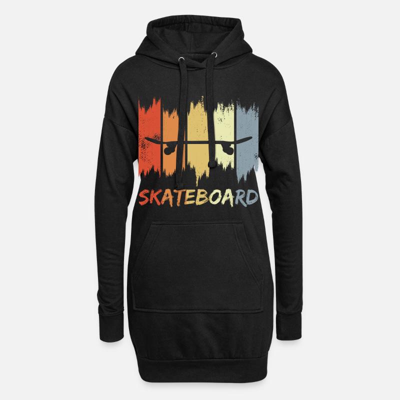 Skateboard Retro Look - Hoodie-Kleid - Schwarz