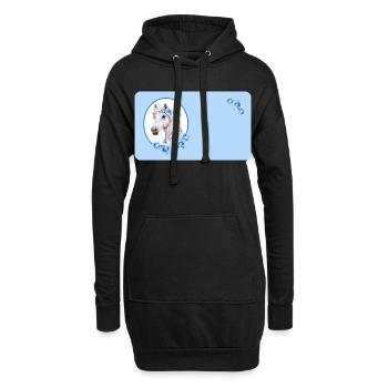 Cheval blanc - Roses bleu clair | Personnalisable - Sweat-shirt à capuche long Femme - noir - Devant