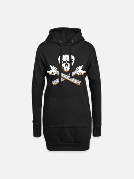 Skull and Crossed Guitar Designs - Hoodie Dress - black