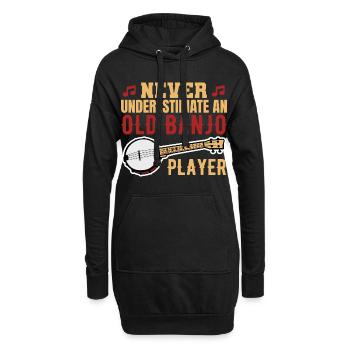 Unterschätze nie alte Banjospieler - Hoodie-Kleid - Schwarz - Vorne