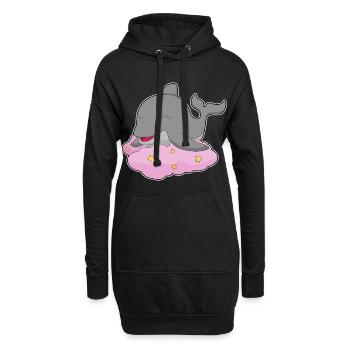 Nuages de dauphins - Sweat-shirt à capuche long Femme - noir - Devant