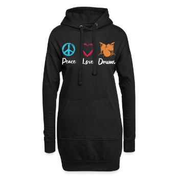 Tambours d’amour de paix - Sweat-shirt à capuche long Femme - noir - Devant