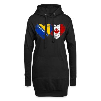 Coeur de drapeau de la Bosnie et du Canada utilisé - Sweat-shirt à capuche long Femme - noir - Devant