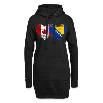 Canada Bosnie drapeau coeur utilisé - Sweat-shirt à capuche long Femme - noir - Devant