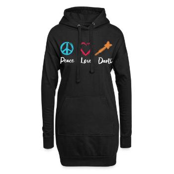 Frieden Liebe Darts - Hoodie-Kleid - Schwarz - Vorne