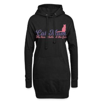 Katzen Mama - Hoodie-Kleid - Schwarz - Vorne