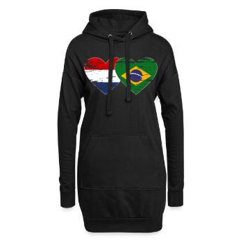 Hollande Brésil drapeau coeur utilisé - Sweat-shirt à capuche long Femme - noir - Devant